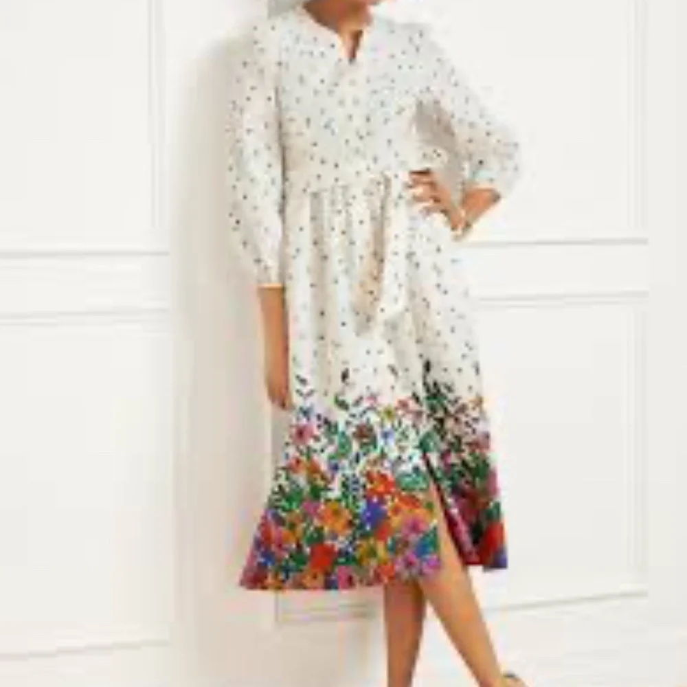 Talbots 12 Poplin Blissful Floral Shirtdress - Picture 2 of 12